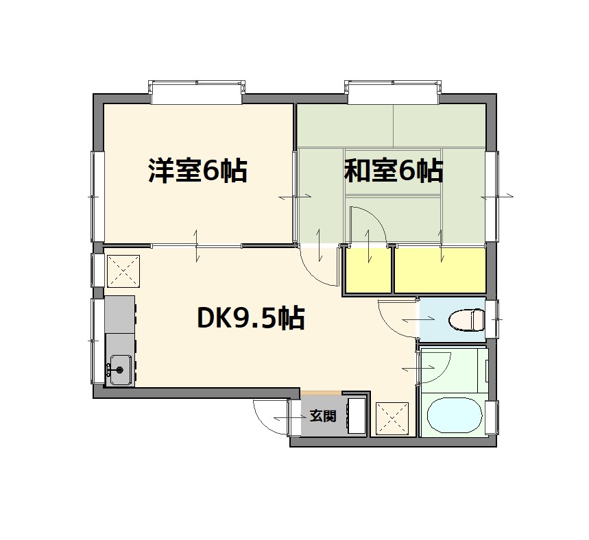 東根市中央3丁目12-10 2DK「コーポバッファ」 39,500円画像