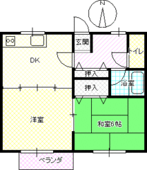 天童市桜町8-20「蔵夢舘2」 2DK 45,500円画像